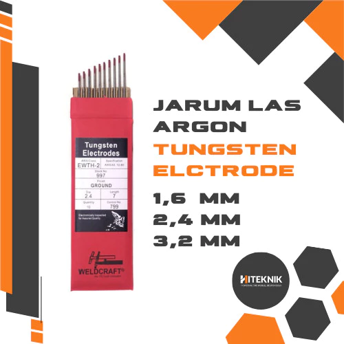 JARUM LAS ARGON TUNGSTEN ELECTRODE 1.6MM 2.4MM 3.2MM WELDCRAFT 10 PCS